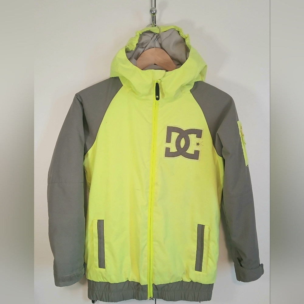 DC Kids Size 10 Snowboard Jacket – Yellow & Grey Insulated Winter Coat